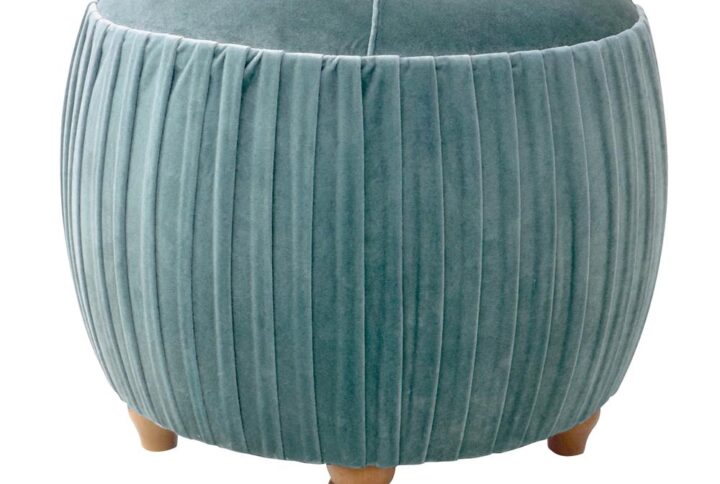 Helena Velvet Small Round Ottoman