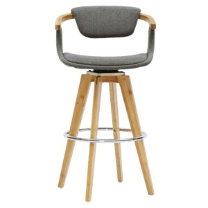 Darwin Fabric Swivel Bamboo Bar Stool