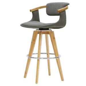 Darwin Fabric Swivel Bamboo Bar Stool