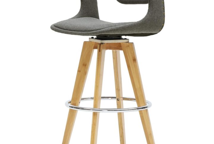 Darwin Fabric Swivel Bamboo Bar Stool