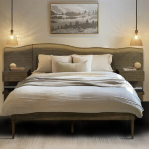 Platform Bed frame with Live-Edge Headboard and Built-in Nightstands/Drawers