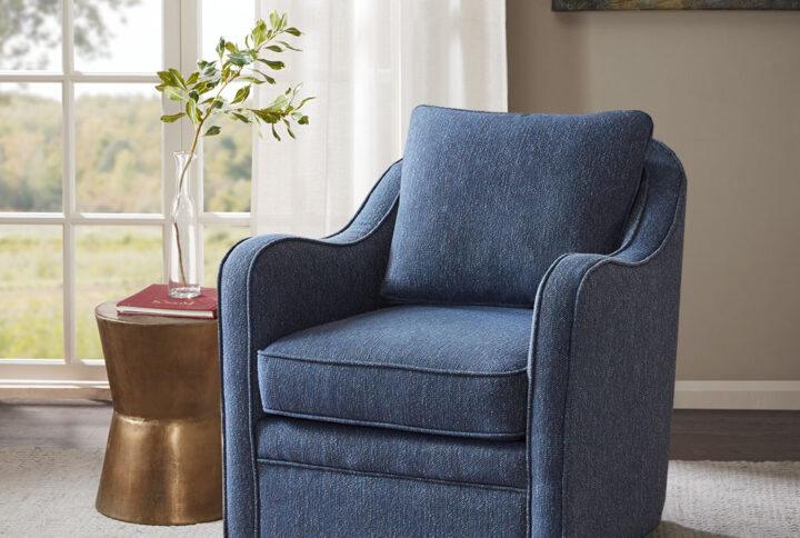 Wide Seat Swivel Arm Chair