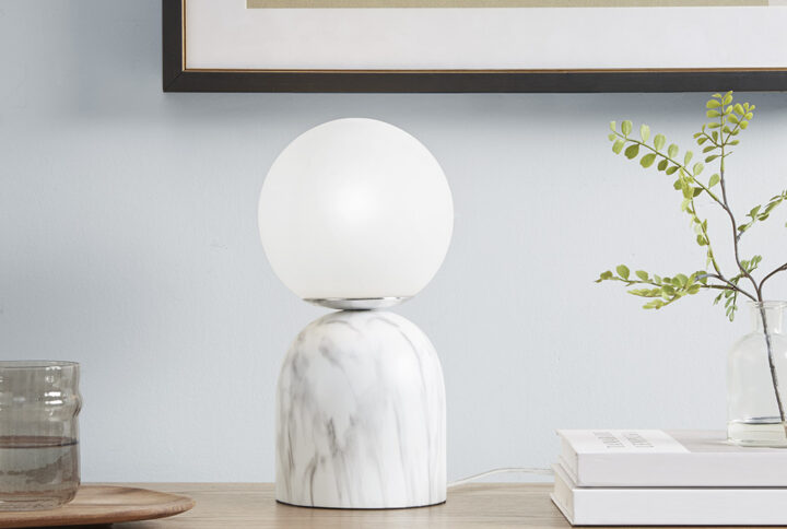 Frosted Glass Globe Resin Table Lamp