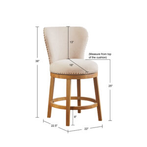 Upholstered 360 Degree Swivel Counter Stool 25" H