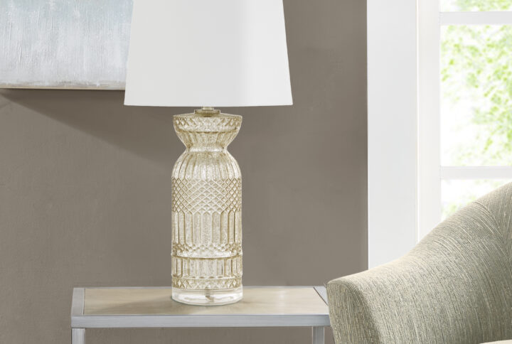 Textured Glass and Acrylic Base Table Lamp