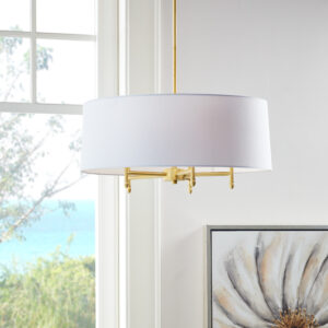 5-Light White Drum Shade Chandelier