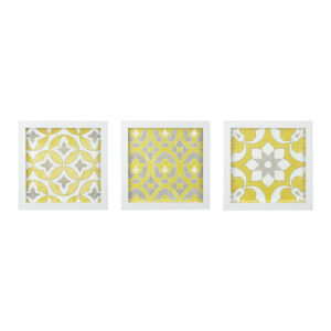 Distressed Yellow Medallion 3-piece Wall Decor Set