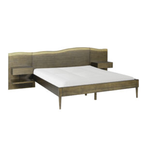 Platform Bed frame with Live-Edge Headboard and Built-in Nightstands/Drawers