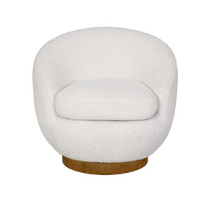 Shearling Sherpa Swivel Chair with Wood Base