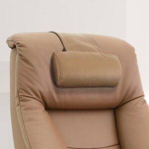 Relax-R™ Montreal Recliner and Ottoman with Pillow in Sand Top Grain Leather from Progressive Furniture