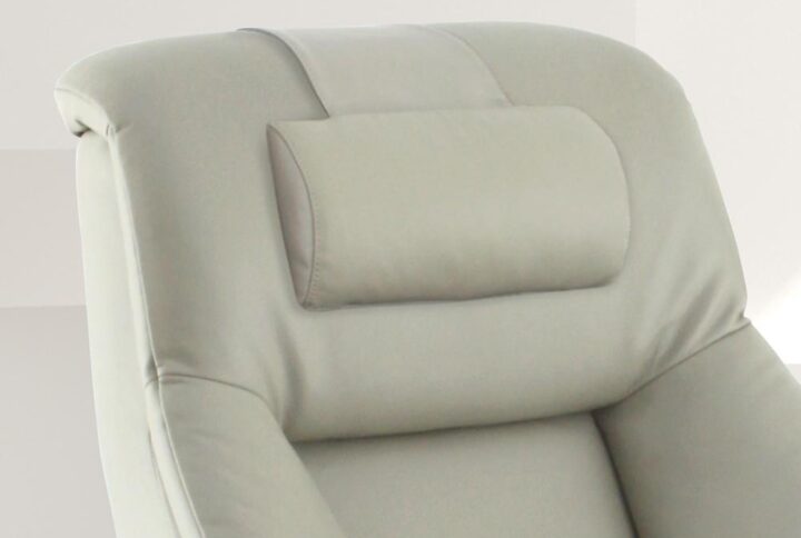 Relax-R™ Montreal Recliner and Ottoman with Pillow in Putty Top Grain Leather from Progressive Furniture