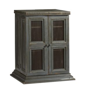 27”W x 26”D x 41”H Closed & 54”W x 26”D x 41”H Open2 cabinet doors with metal wire insertsTable top lifts to expand surface