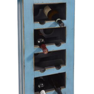 Holds up to 20 regular size wine bottles2 small drawers for hidden storageGorgeous new Antique Aqua finish