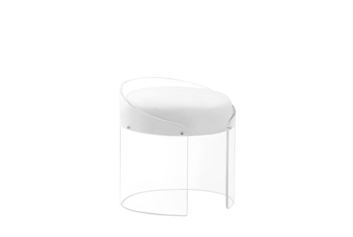 ½” thick acrylic provides great stabilitySimple plain white polyester fabric seatNo assembly required