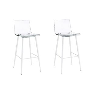 Acrylic Bar Stool in Clear Acrylic/White color. Set of 2 from Progressive Furniture