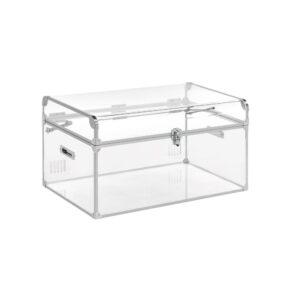 ½” thick acrylic provides great stabilitySilver hardwareGenerous size for storage or display