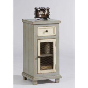 Antique Gray with Antique White drawer and cabinet including cabinetinterior1 finished drawer with wooden drawer guides1 wooden drawer knob & 1 cabinet knob finished in a Rustic Bronze color