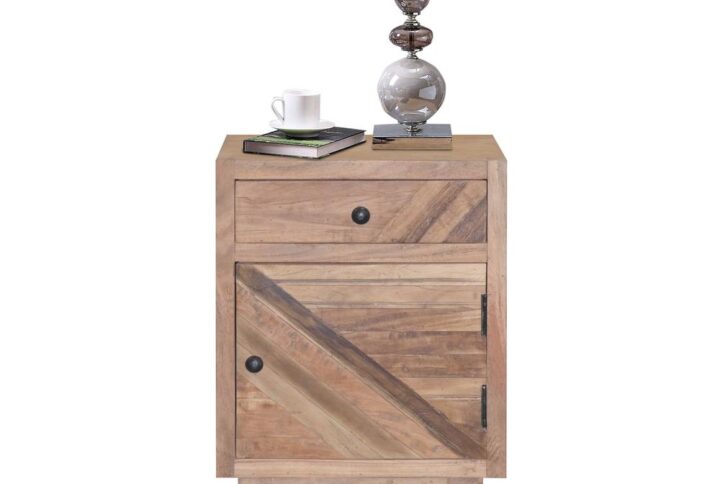 Beautiful hand crafted wood patternsDrawers have wooden side guidesReclaimed wood & MDF provide great stability