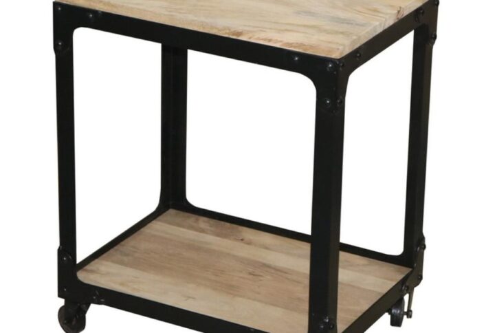 Mango Wood with iron frame provides stabilityCasters included1 full bottom shelf