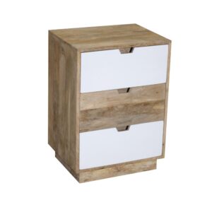 3 spacious drawer with wood guidesAlternating alabaster white drawersMango wood provides great stability