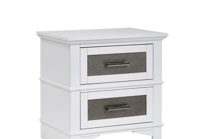 Pewter colored drawer front inserts2 drawers of storageContrasting White finish