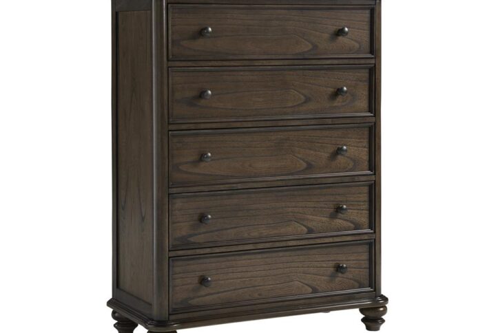 Bronze finished hardwareDecorative moldings5 drawers of storage