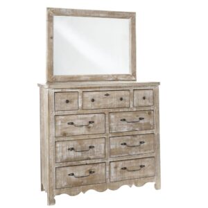 Includes mirror and mounting hardware7 large drawers and 2 small drawersAnti-tip kit included