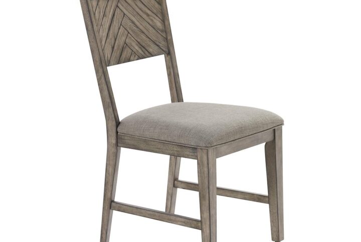 Set of 2 chairsPolyester light gray upholstered seatsSlat back with planked design