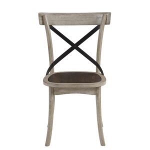 Gingerbread and White combination finishSet of 2 chairsMetal brace X-back design