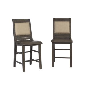 Set of two chairsUpholstered back with nail headsFootrest for added comfort