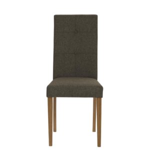 Charcoal gray polyester fabricWalnut finished chair legsTufted upholstered back