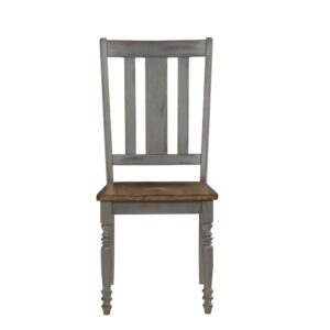 Beautiful turned style legsOak finished wood seatContrasting Brushed Gray finished frame