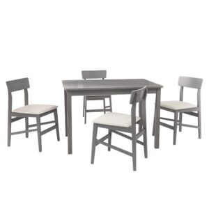 Chairs measure 17" x 19" x 31" HSet includes table and 4 chairsUpholstered in PVC fabric for durability