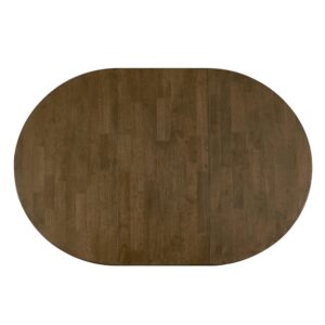 One 18" leaf extends to 60"Coffee Brown finishTransitional style works well with many settings