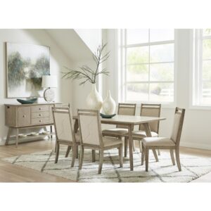 Seats 6 comfortablySimple modern flair designWeathered Taupe finish