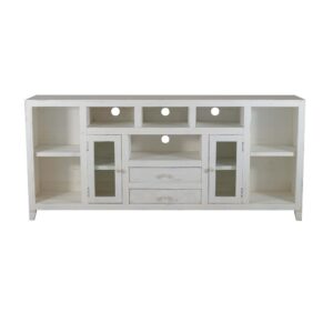 Features two glass wooden framed doors with adjustable shelving behind