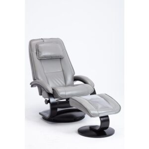 Relax-R™ Brampton Recliner and Ottoman in Steel Air Leather from Progressive Furniture