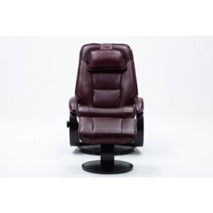 Relax-R™ Brampton Recliner and Ottoman in Merlot Top Grain Leather from Progressive Furniture