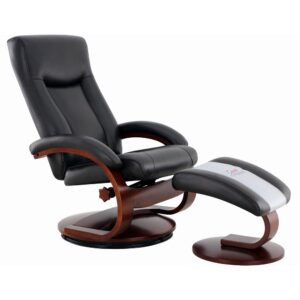 Relax-R™ Hamilton Recliner and Ottoman in Black Top Grain Leather from Progressive Furniture