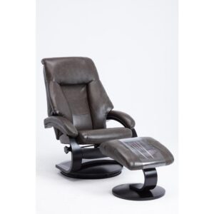 Relax-R™ Montreal Recliner and Ottoman in Black Pepper Air Leather from Progressive Furniture