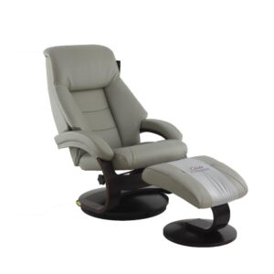 Relax-R™ Montreal Recliner and Ottoman in Putty Top Grain Leather from Progressive Furniture