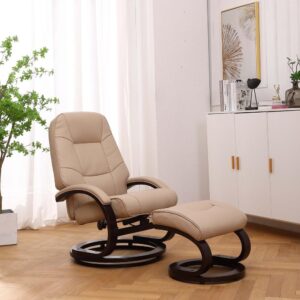 Sundsvall Recliner and Ottoman in Khaki Air Leather