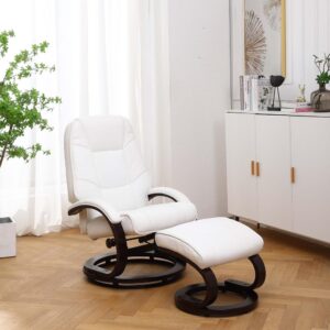 Sundsvall Recliner and Ottoman in White Air Leather