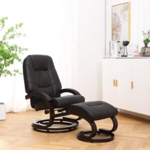 Sundsvall Recliner and Ottoman in Black Air Leather