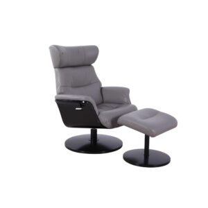 Relax-R™ Sennet Recliner and Ottoman in Steel Air Leather from Progressive Furniture