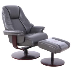 Relax-R™ Lindley Recliner and Ottoman in Charcoal Air Leather from Progressive Furniture