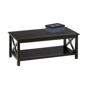 end table & chairside tableX shaped endsLower base shelves on each table