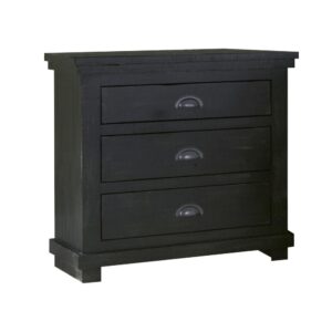 Metal positive stop guidesGunmetal finished cup pulls3 drawers of storage