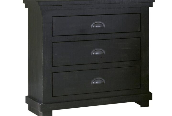 Metal positive stop guidesGunmetal finished cup pulls3 drawers of storage