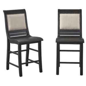 Set of two chairsUpholstered back with nail headsFootrest for added comfort